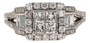 1.32 Carat Diamond Cluster Ring 14 Karat White Gold, Size 7