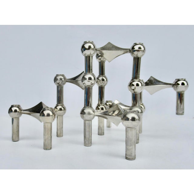 C.1960's MCM Germany Fritz Nagel & Ceaser Stoffi Chrome Plated Modular Stacking Candle Holders - 6 Pieces For Sale - Image 10 of 12