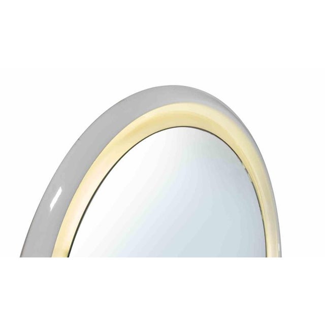 1970s Vintage Backlit Ceramic and Glass Wall Mirror, Europe, 1970s For Sale - Image 5 of 7