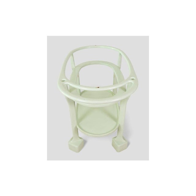 Wood Vintage Art Deco Serving Trolley in Light Green Lacquered Wood, 1930s For Sale - Image 7 of 12