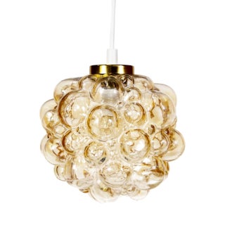 Amber Bubble Glass Pendant Light by Helena Tynell for Glashutte Limburg, 1970s For Sale