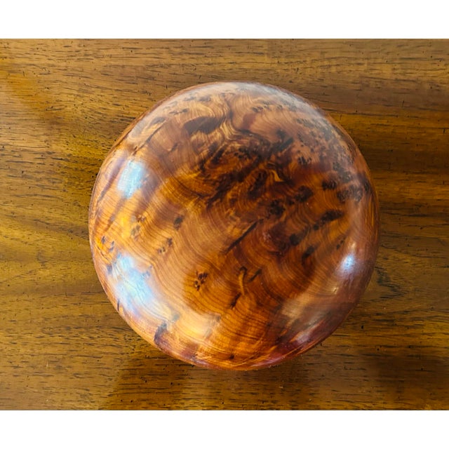 1970s 1970’s Artisian Made Burl Wood Covered Bowl For Sale - Image 5 of 5