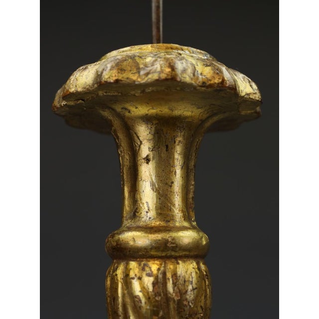 18th-Century Neoclassical Italian Giltwood and Polychrome Candlestick, 1800 For Sale - Image 14 of 18