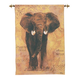 Safari Elephant Loom Woven Tapestry - 132 X 94 Cm (4'4" X 3'1") - Requires Rod Size 2 For Sale