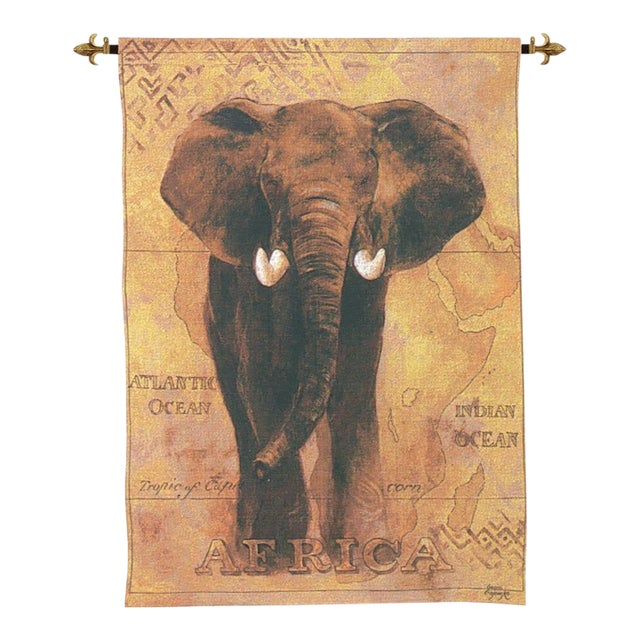 Safari Elephant Loom Woven Tapestry - 132 X 94 Cm (4'4" X 3'1") - Requires Rod Size 2 For Sale