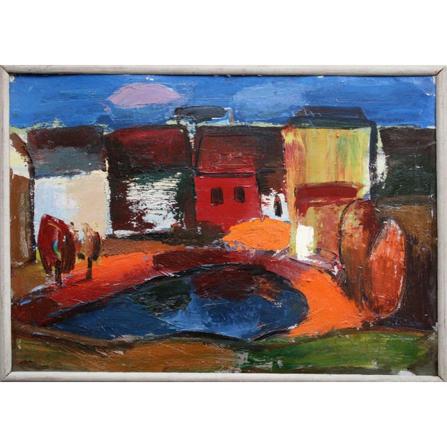 City landscape. Talsi. Cardboard, oil, 52.5x74 cm aleksandr rodin (1922-2001) painter born in a family of farmers. Wife...