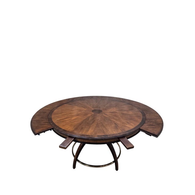 MCM Walnut Extension Dining Table With Sunburst Top For Sale - Image 10 of 12