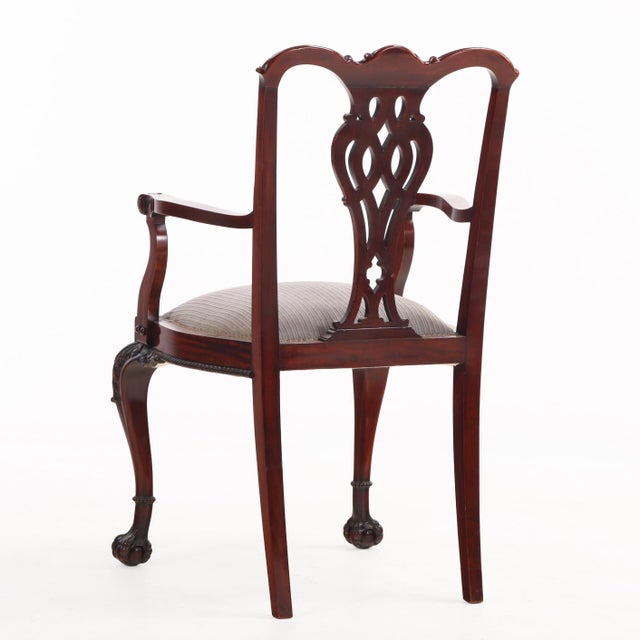 Rare Set of 12 English Chippendale Style Mahogany Armchairs, C. 1900. For Sale - Image 4 of 7