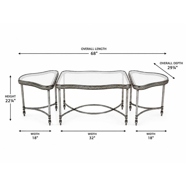 Marge Carson Rue Royale Bunching Cocktail Table, Item RR01, a sophisticated three-piece cocktail table set featuring a...
