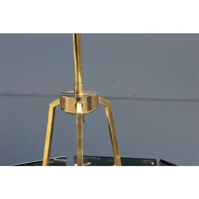 Italian Brass and Dark Green Crystals Ceiling Lamp from Gino Paroldo, 1950s For Sale - Image 11 of 17