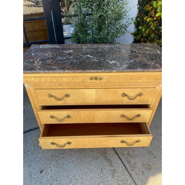 Mid 20th Century Vintage Henredon Charles X Collection Burl Elm Marble Top Chest For Sale - Image 10 of 12