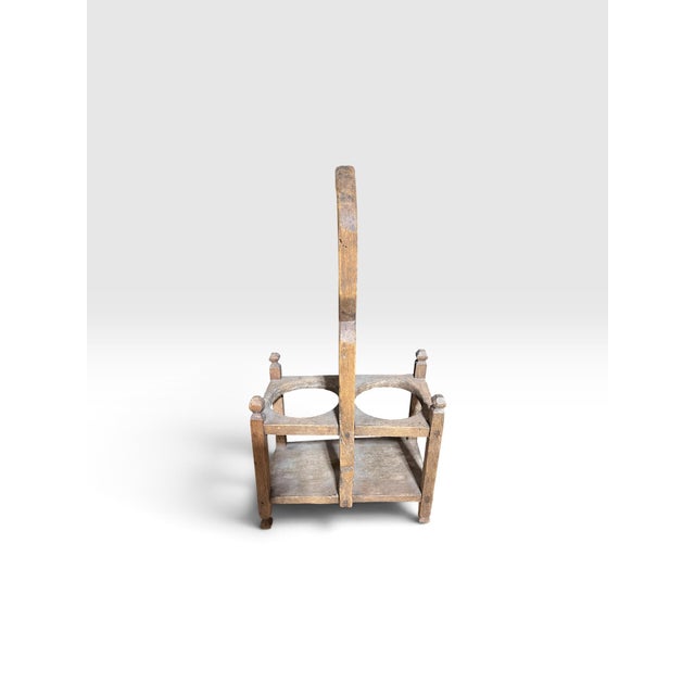 Wood Antique French Provincial Wooden Double Wine Bottle Carrier With Glass Inserts For Sale - Image 7 of 9