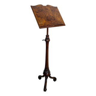 19th Century Style Adjustable Bookend or Music Stand in Hand-Carved Walnut, Italy, 1950s For Sale