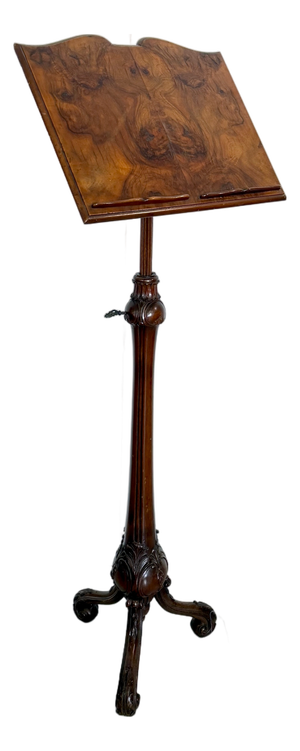 19th Century Style Adjustable Bookend or Music Stand in Hand-Carved Walnut, Italy, 1950s