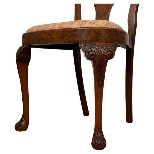 2000 - 2009 Antique Burr Walnut and Upholstered Dining Chairs, Set of 8 For Sale - Image 5 of 6