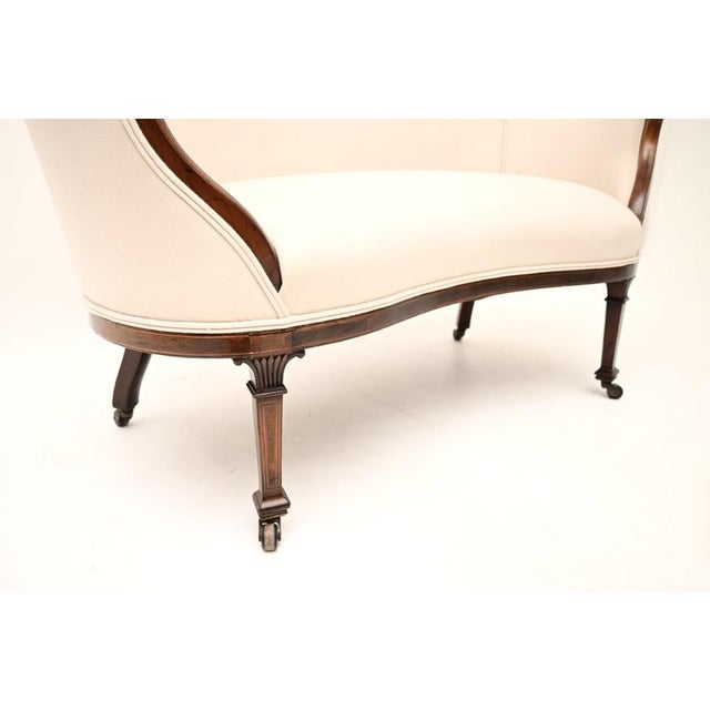 Antique Edwardian Inlaid Settee, 1880 For Sale - Image 9 of 11
