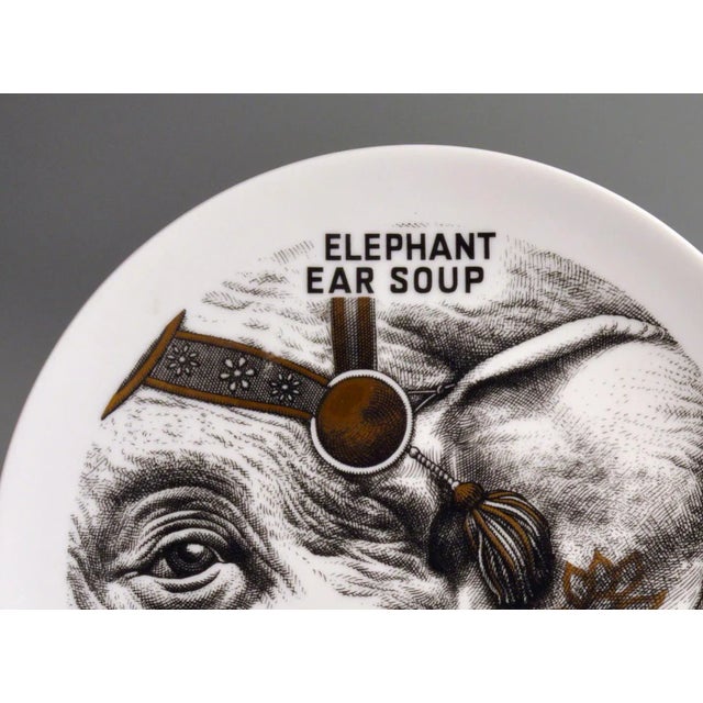 1960s Fornasetti Fleming Joffe Recipe Plate, Elephant Ear Soup Italy, 1967–1974 For Sale - Image 5 of 6