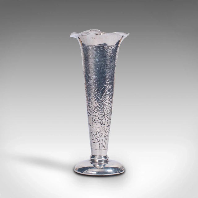 1960s Small Vintage Chinese Sterling Silver Single Stem Vase For Sale - Image 4 of 9