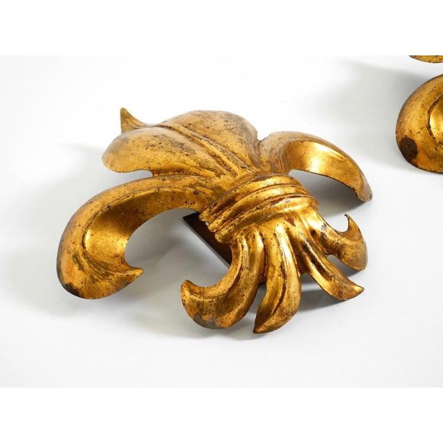 Fleur-De-Lis Wall Lamps in Gold-Plated Metal by Hans Kögl, 1970s, Set of 2 For Sale - Image 12 of 18