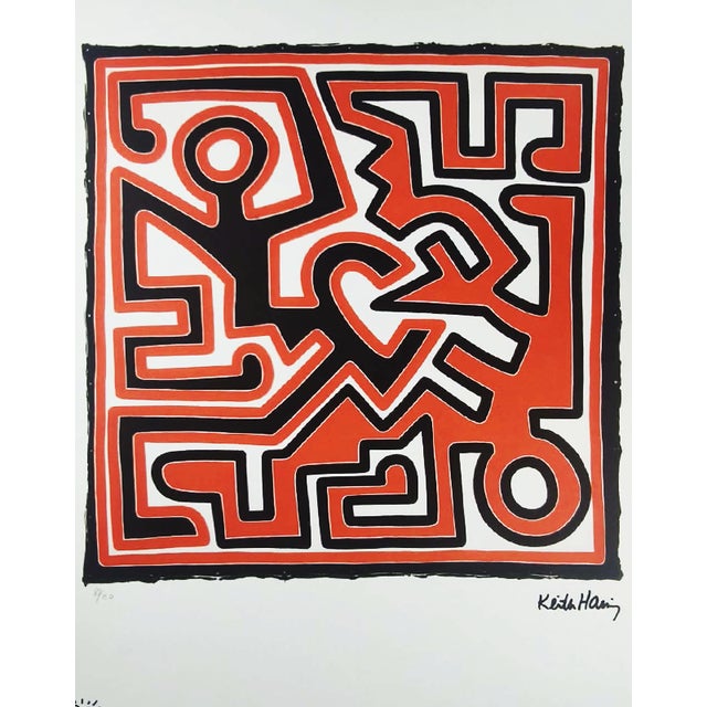 Keith Haring Limited Edition Lithograph Numbered in Pencil - 80 of 150 After Authorization stamps: Impressed Oringinal...