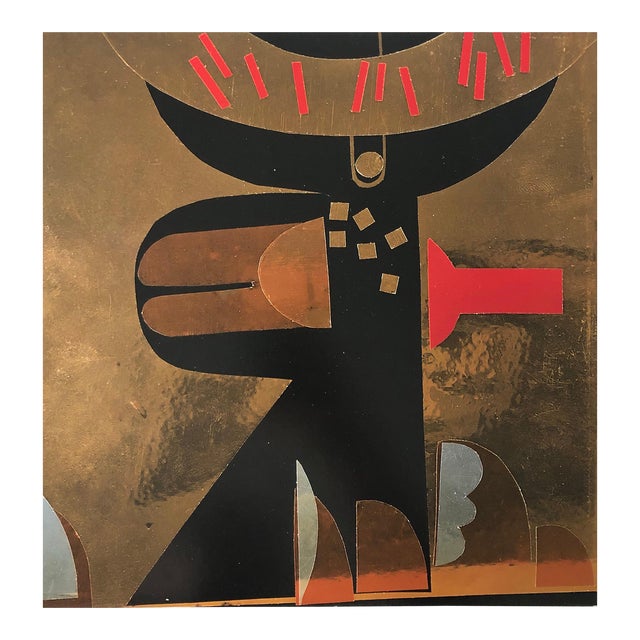 Laura Fiume, Abstract Italian Woman Artist Modern Metallic Foil Mirror Lithograph Laura Fiume For Sale