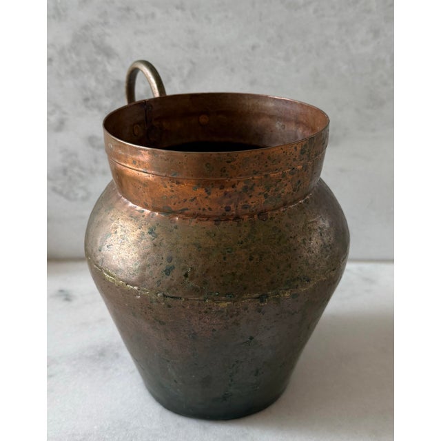 Farmhouse Antique Copper Jug With a Handle For Sale - Image 3 of 10