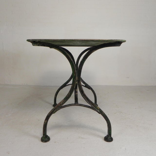 Green Steel Garden Bistro Table with Curved T-Profiles, 1950s For Sale - Image 8 of 18