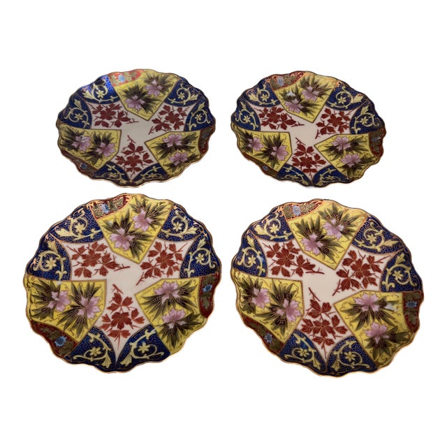 Antique Austrian Ovington Imari Style Gilded Decorative Plates - Set of 4 For Sale