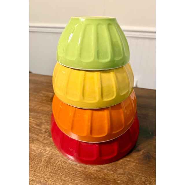 Ceramic 1990s Modern Colorful Ribbed Nesting Bowls - Set of 4 For Sale - Image 7 of 12