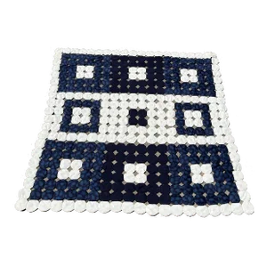 Large 1970s Handmade Navy Blue Patch Quilt