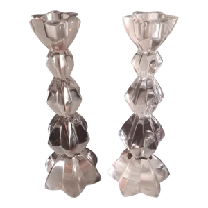 1980s Mikasa Crystal Czech Republic Illuminations Candle Holders - Set of 2