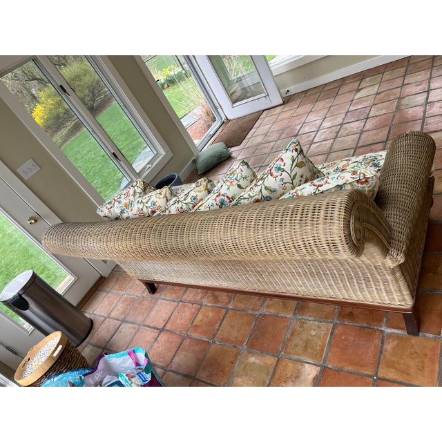 Coastal 1980s Henry Link Rattan Sofa For Sale - Image 3 of 10
