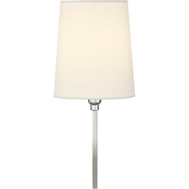 2020s Thomas O'Brien for Visual Comfort Signature Reed Single Sconce in Polished Nickel with Linen Shade For Sale - Image 5 of 8