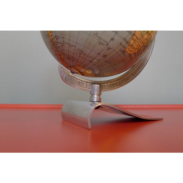 Silver Art Deco Globe on Aluminum Stand from Columbus Oestergaard, 1950s For Sale - Image 8 of 14