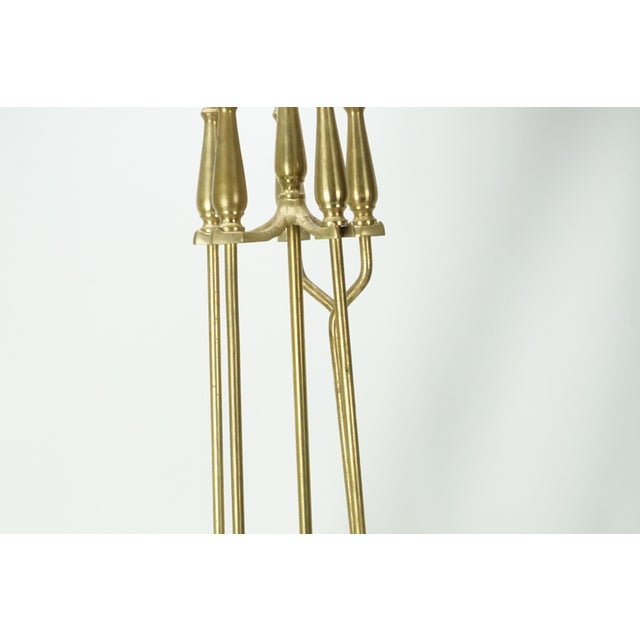 Vintage Solid Brass Fireplace Tool Set- 5 Piece For Sale - Image 6 of 9