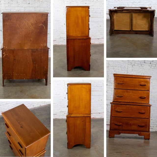 1930s to 1950s Transitional Solid Maple Tall Chest of Drawers With Hand Carved Pulls For Sale - Image 16 of 18