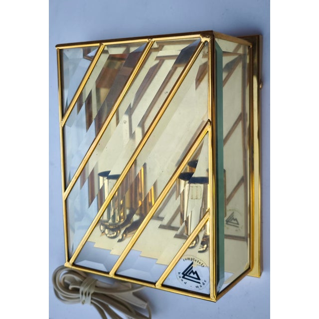 Handcrafted Gilded Wall Lamp with Cut Glass from Fossum, 1960s, in Flawless conditions. Designed 1960 to 1969 European...