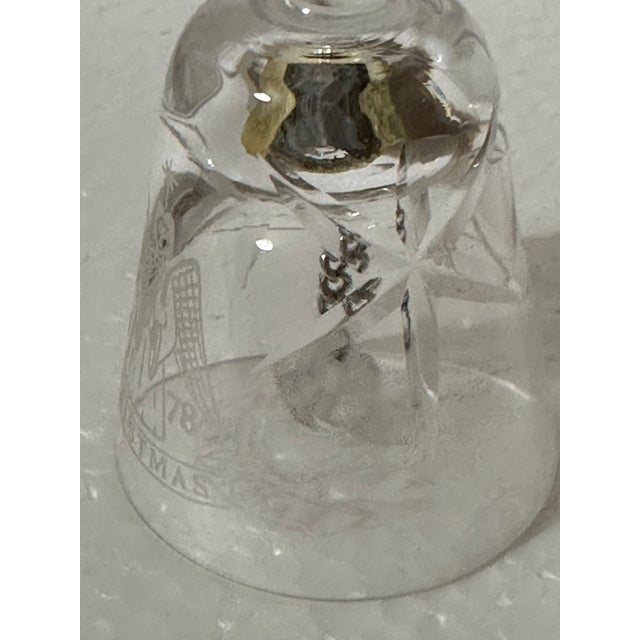 Transparent Vintage 1978 Christmas Angel & Stars Crystal Bell For Sale - Image 8 of 9