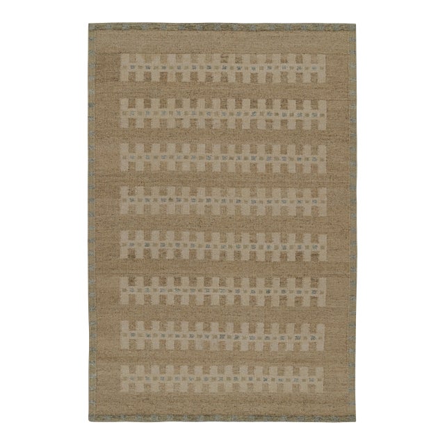 Rug & Kilim’s Scandinavian Style Kilim Rug in Beige with Geometric Patterns - 10x14 For Sale