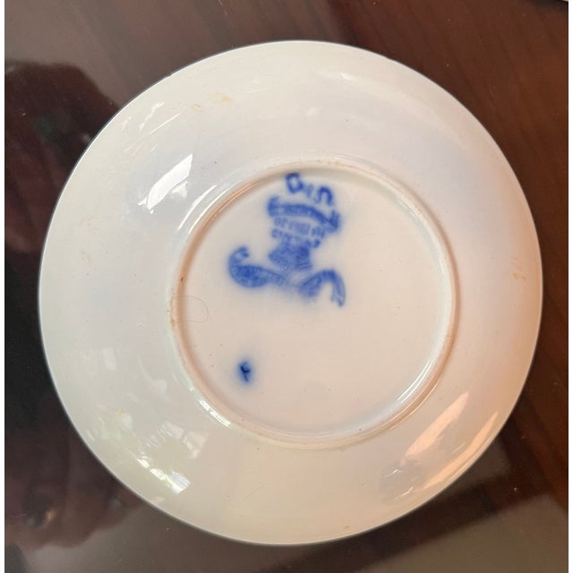 Victorian Set of Three “Flow Blue” Saucers - 1892 For Sale - Image 3 of 13