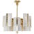 Very large Art Moderne highly architectural ten-arm chandelier comprising bi level rectangular boxes of interlacing lines...