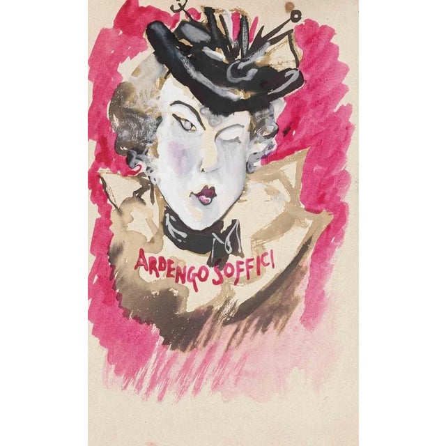 Mino Maccari, Study for a Cover for Ardengo Soffici, Drawing, Mid-20th Century For Sale - Image 3 of 3