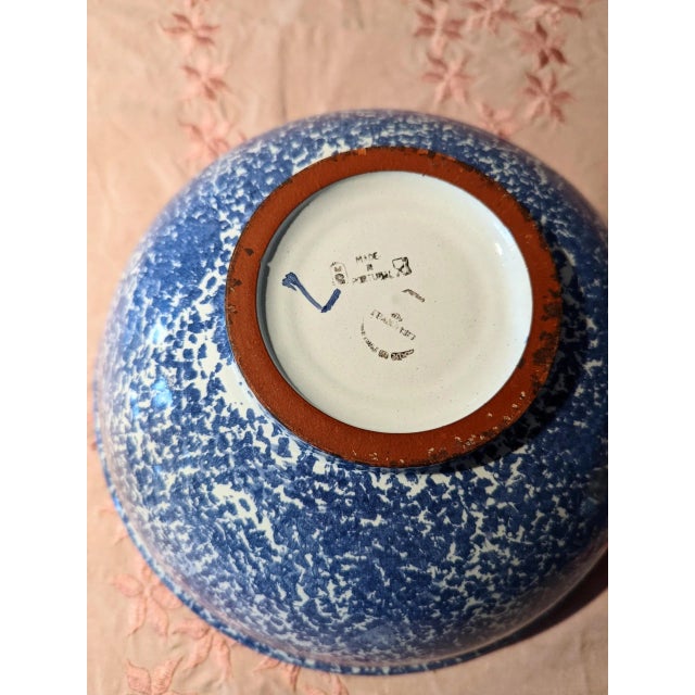 80s' Large Sponge Ware Bowl From Portugal For Sale - Image 4 of 5
