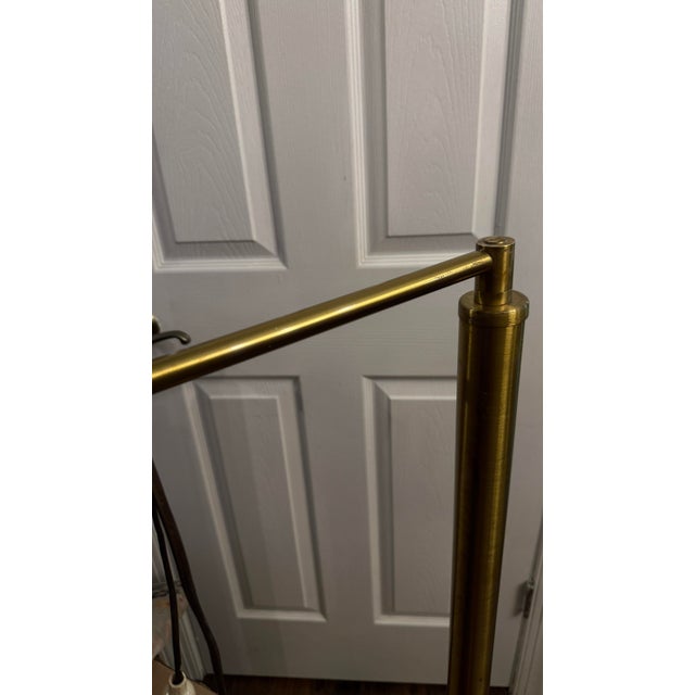 1930s Walter Von Nessen Swing Arm Floor Lamp | Machine Age Brass Torchiere, Brooklyn For Sale - Image 11 of 12