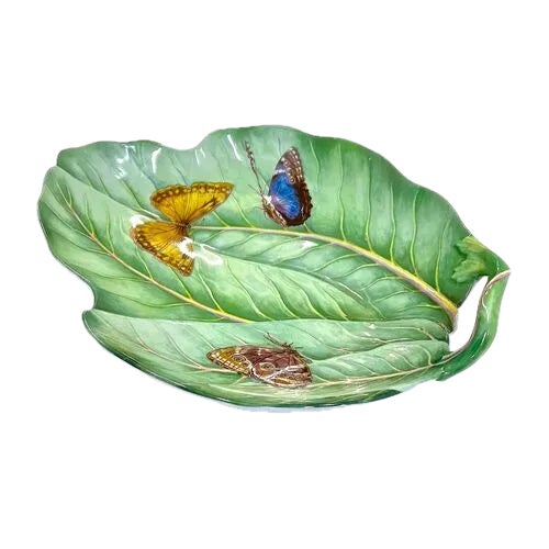 Illustration Vintage Mottahedeh Leaf & Butterfly Serving Dish For Sale - Image 3 of 6