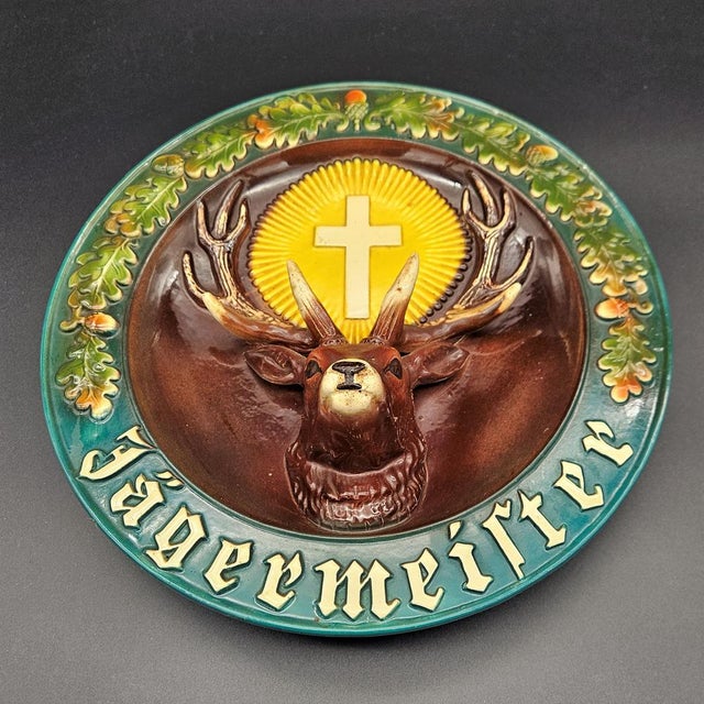 Mid-Century Modern Jägermeister Advertising Wall Plate in Ceramic, 1960s For Sale - Image 3 of 6