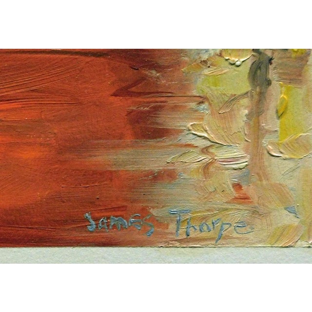 Impressionist James Thorpe Blue Room Hand Signed Acrylic Landscape For Sale - Image 3 of 7