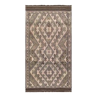 Maimana Kilim Area Rug, Handwoven Wool, 8x15, Ivory & Olive For Sale