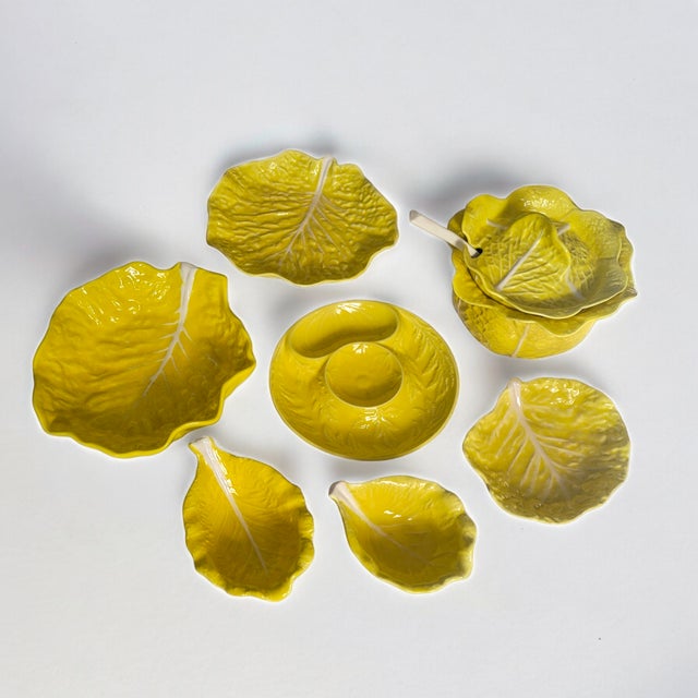 1970s Mid-Century Modern Lettuce Ware - Vintage Dodie Thayer Style - Majolica- 15 Pieces For Sale - Image 5 of 12