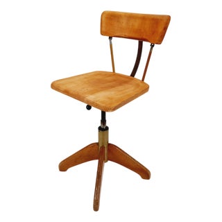 Bauhaus Swivel Office Chair in Wood from Stoll Giroflex ,1950s For Sale